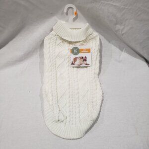 Kensington Kennel Club Cream Cable Knit Turtleneck Dog Sweater, Size Large NWT